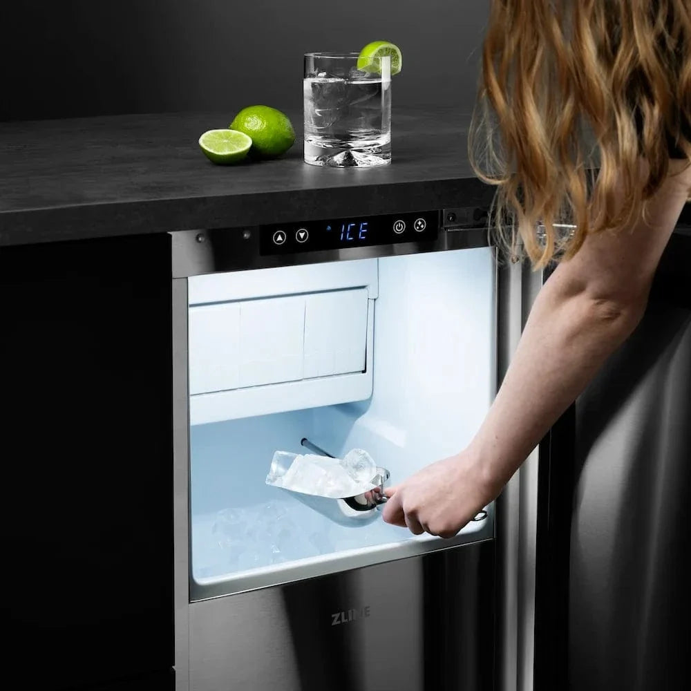 ZLINE 15" Touchstone Gourmet Ice Maker Drain Pump Panel Ready Door Matte Black IGMDPZ-15-MB