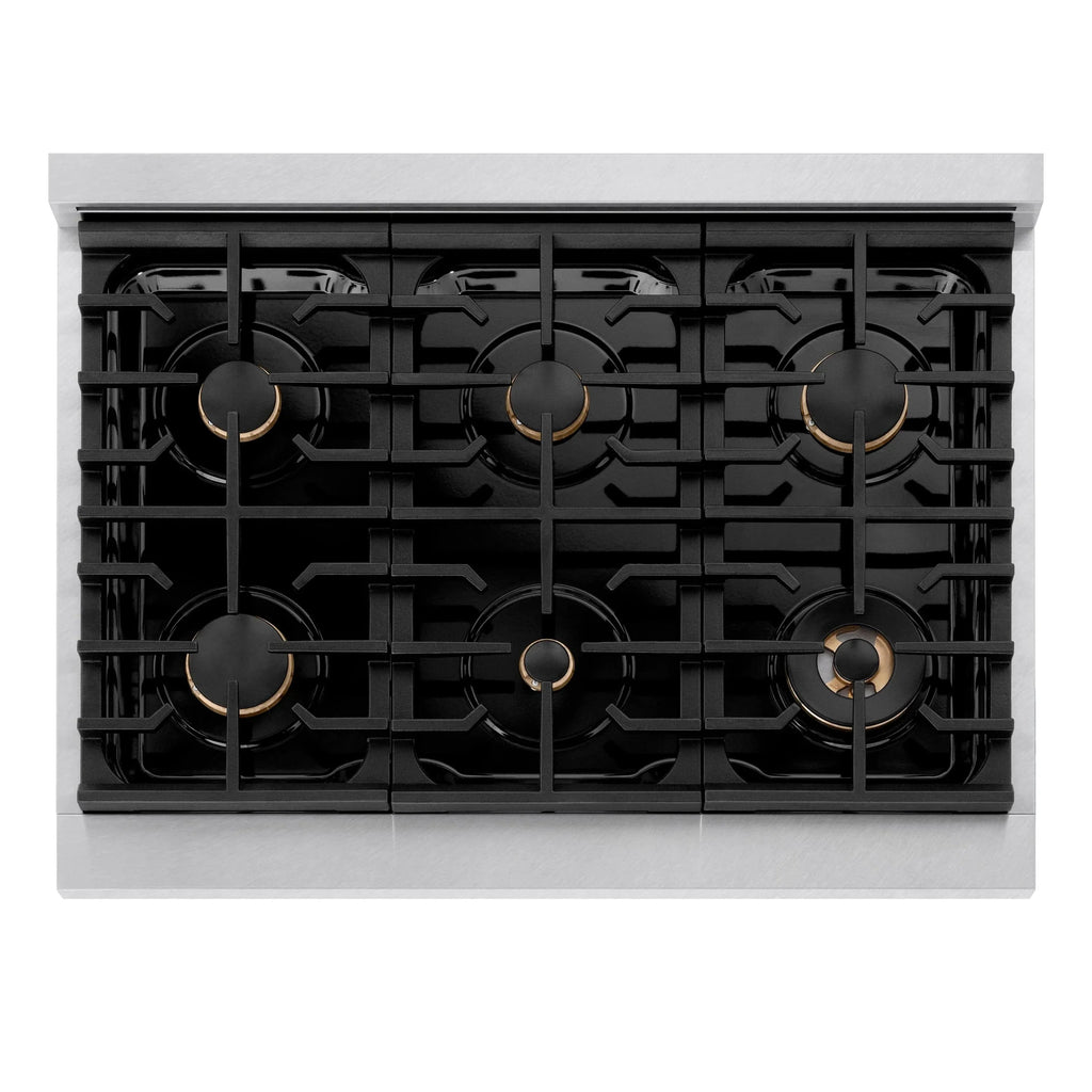 ZLINE 36 " Gas Range with Convection Oven Stainless Steel, Champagne Bronze , SGRSZ-36-CB