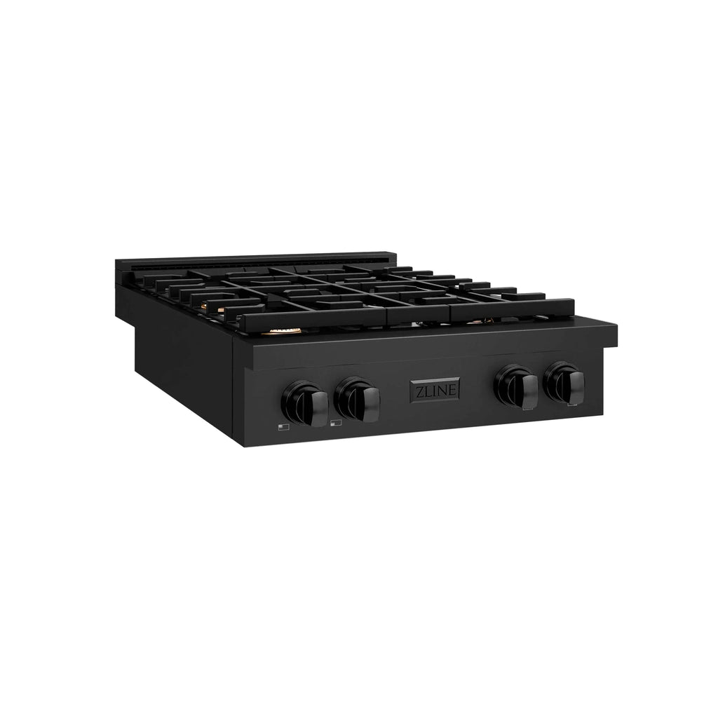 ZLINE 30" Paramount Gas Rangetop Black Stainless Steel Brass Burners SRTB-BR-30