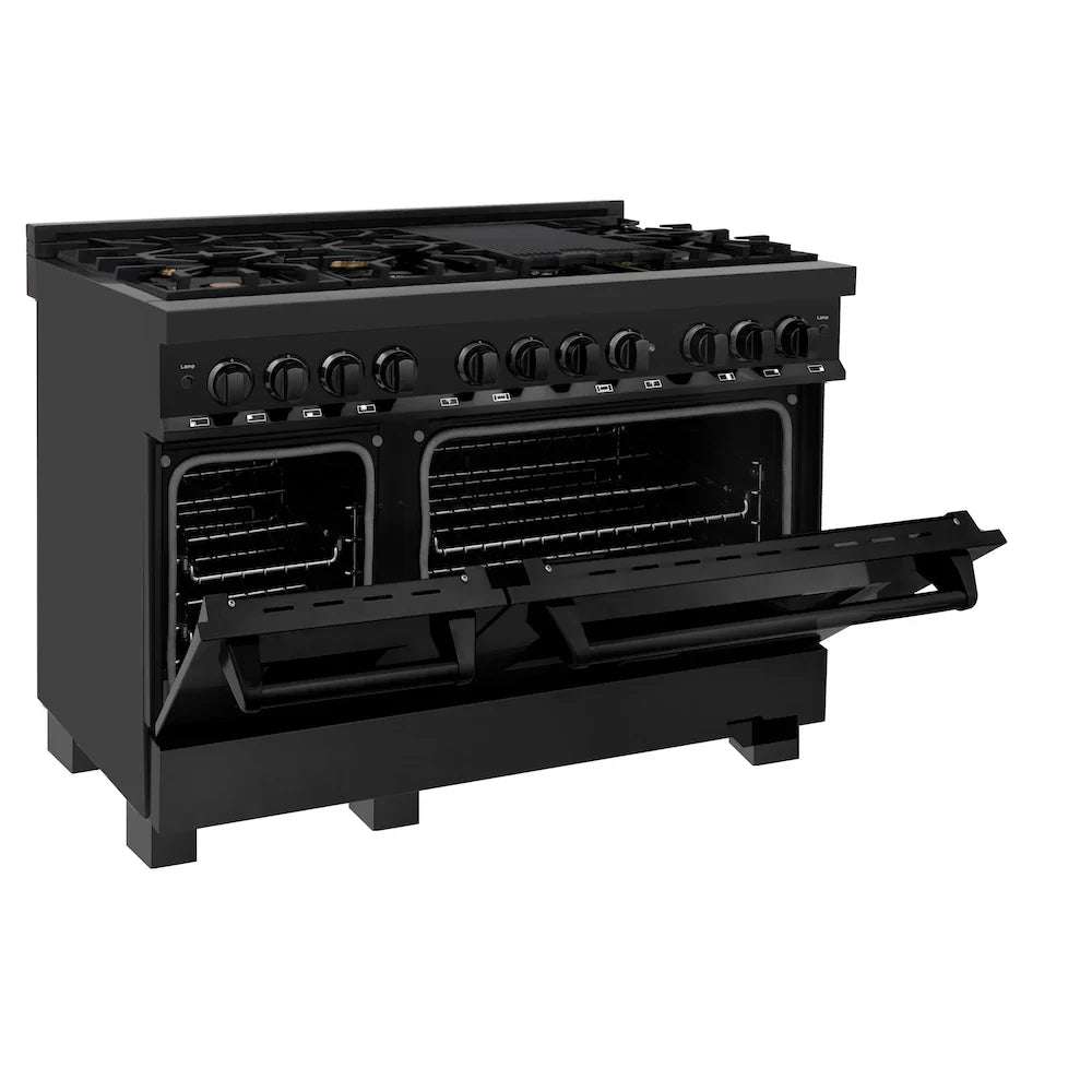 ZLINE 48" Bundle Range RAB-BR-48 & Wall Range Hood BSKBN, 2KP-RABRH48