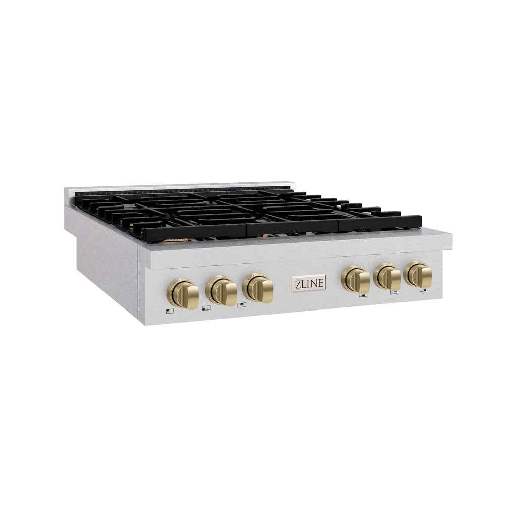 ZLINE 36" Paramount Gas Rangetop DuraSnow® Stainless Steel Champagne Bronze SRTSZ-36-CB