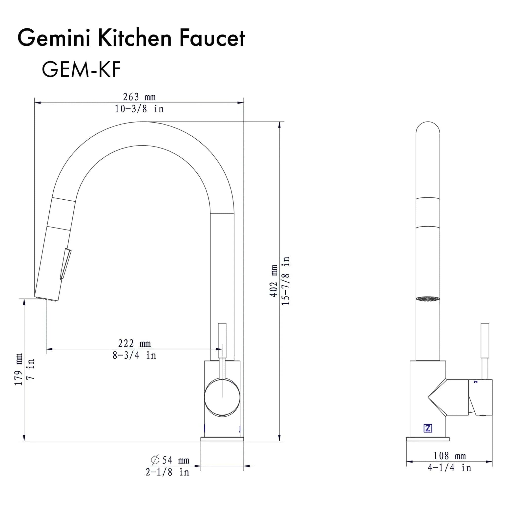 ZLINE Gemini Kitchen Faucet, GEM-KF-CB