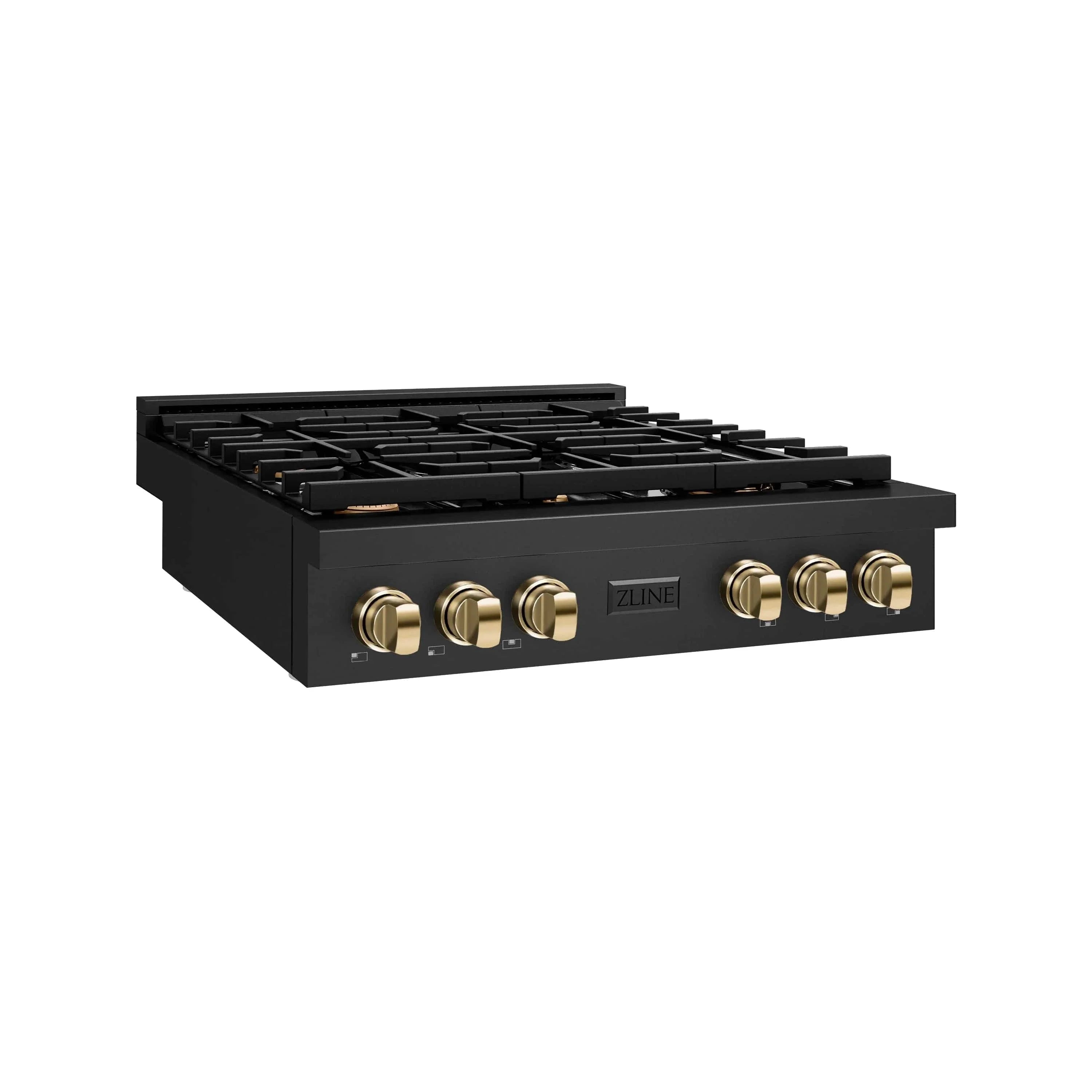 ZLINE 30" Paramount Gas Rangetop Black Stainless Steel Polished Gold SRTBZ-30-G