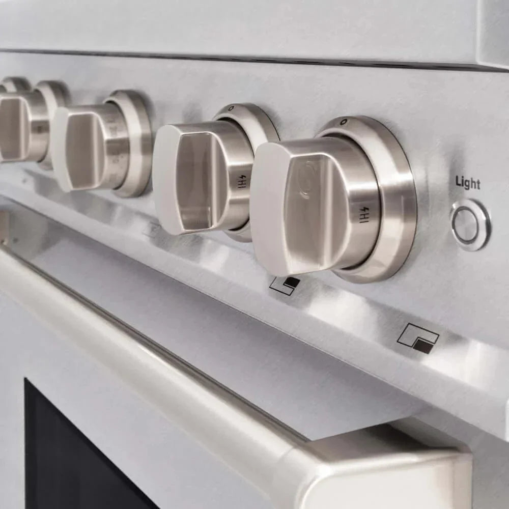 ZLINE 30" Dual Fuel Range, Gas Cooktop, Electric Convection Oven DuraSnow® Stainless Steel, Brass Burners CDRS-BR-30