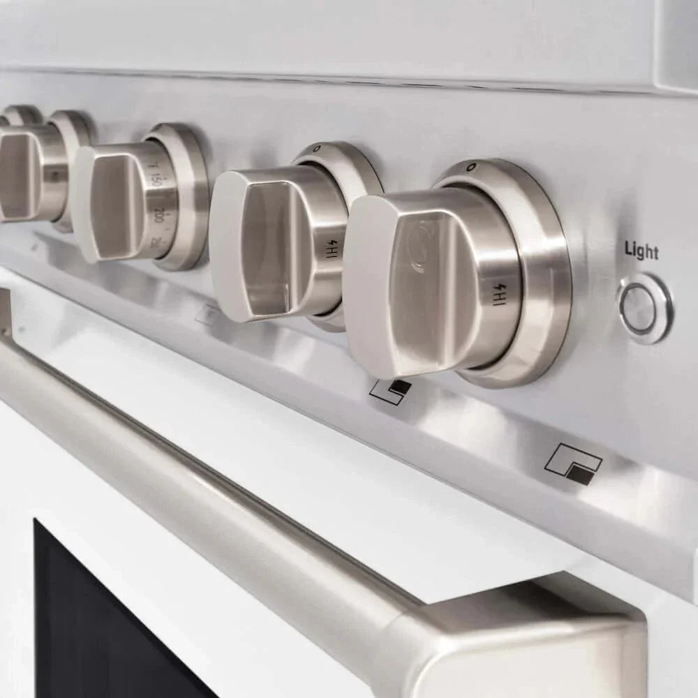 ZLINE 30"Classic Gas Range, Convection Gas Oven, Stainless Steel, White Matte Door CGR-WM-30
