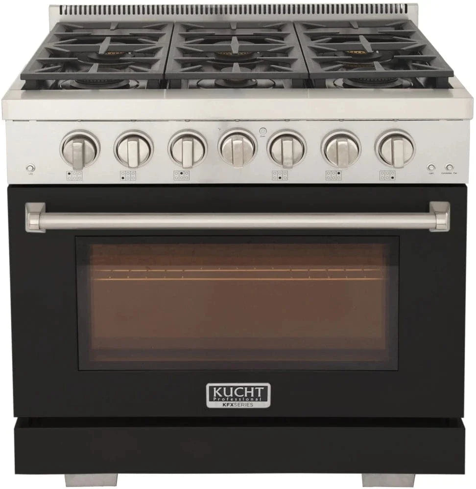 Kucht 36" Freestanding Professional Gas Range Liquid Propane KFX3600X/LP-BK