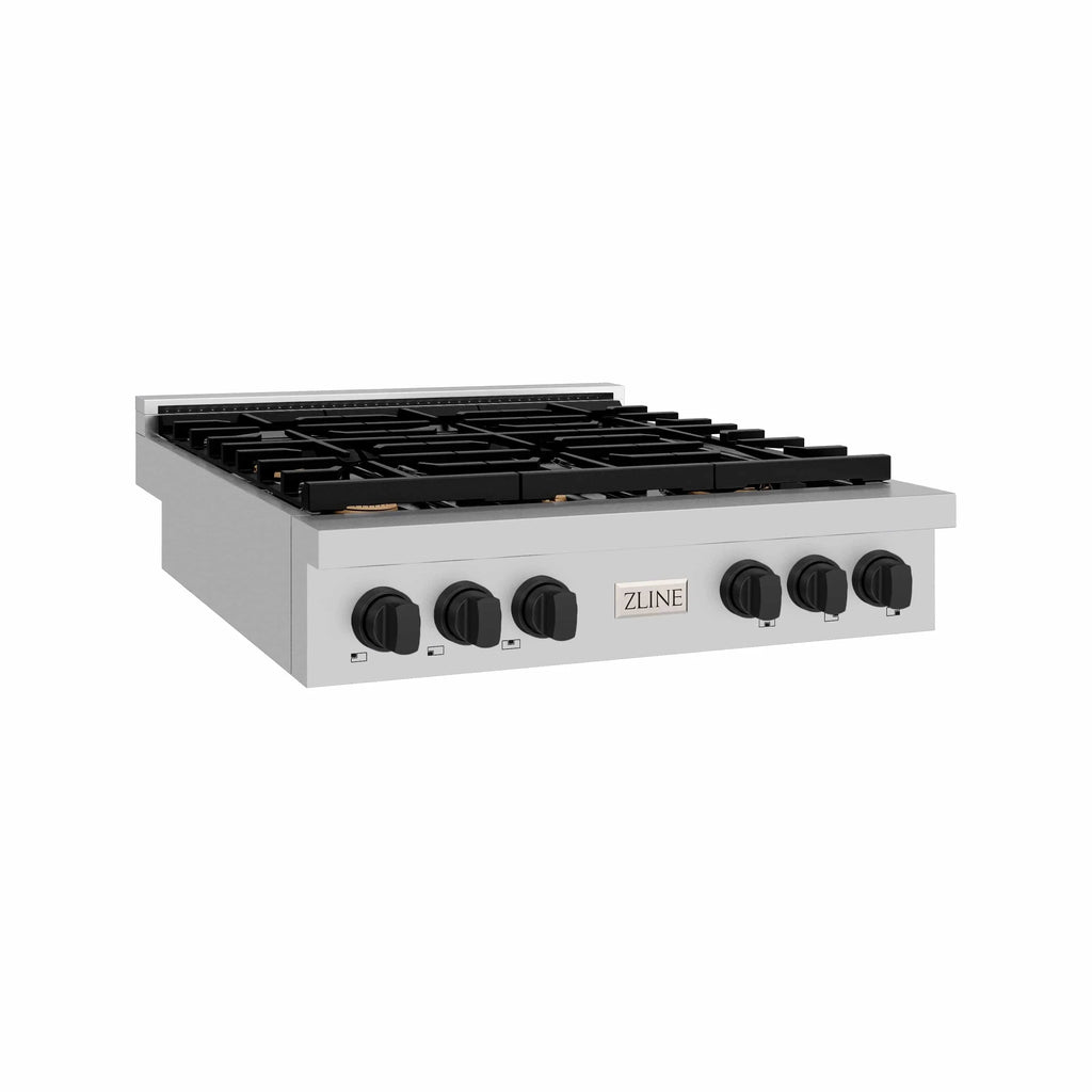 ZLINE 36" Paramount Gas Rangetop Stainless Steel Matte Black SRTZ-36-MB