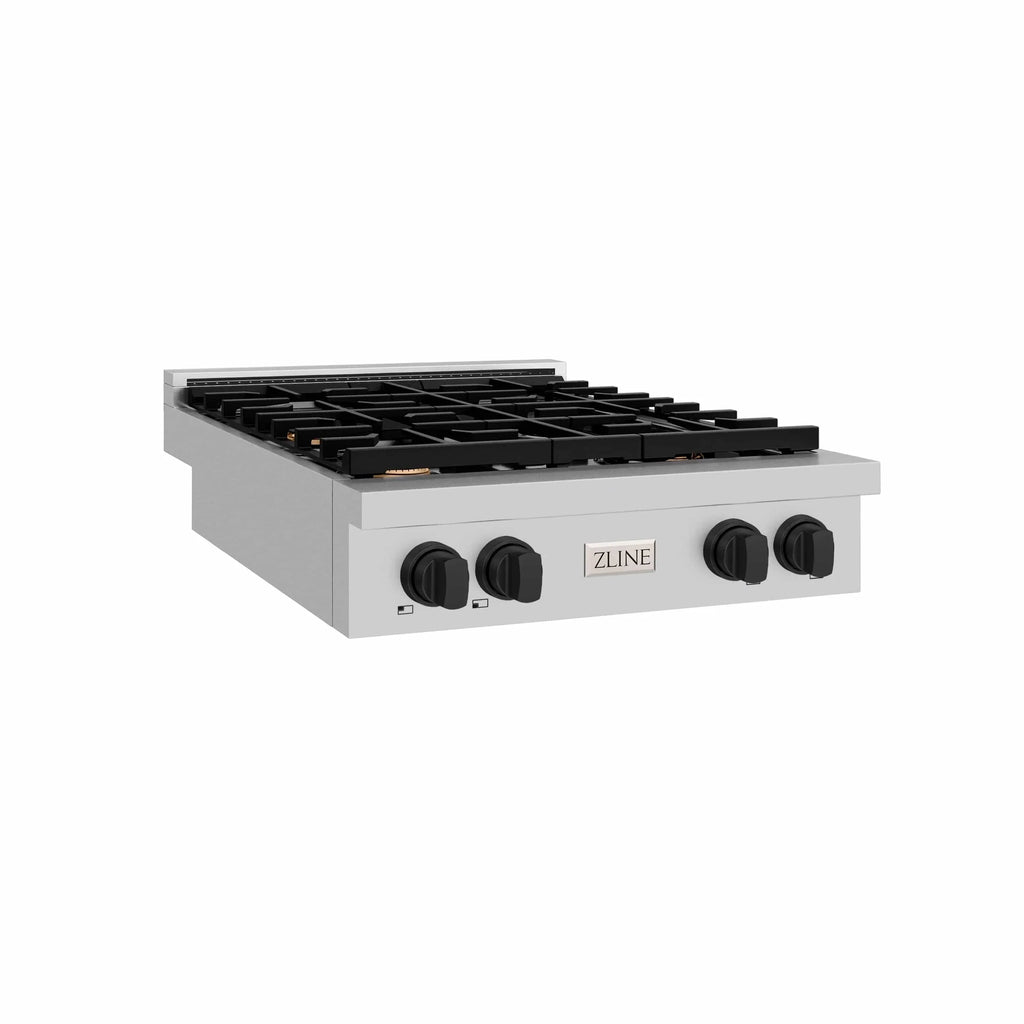 ZLINE 30" Paramount Gas Rangetop Stainless Steel Matte Black SRTZ-30-MB