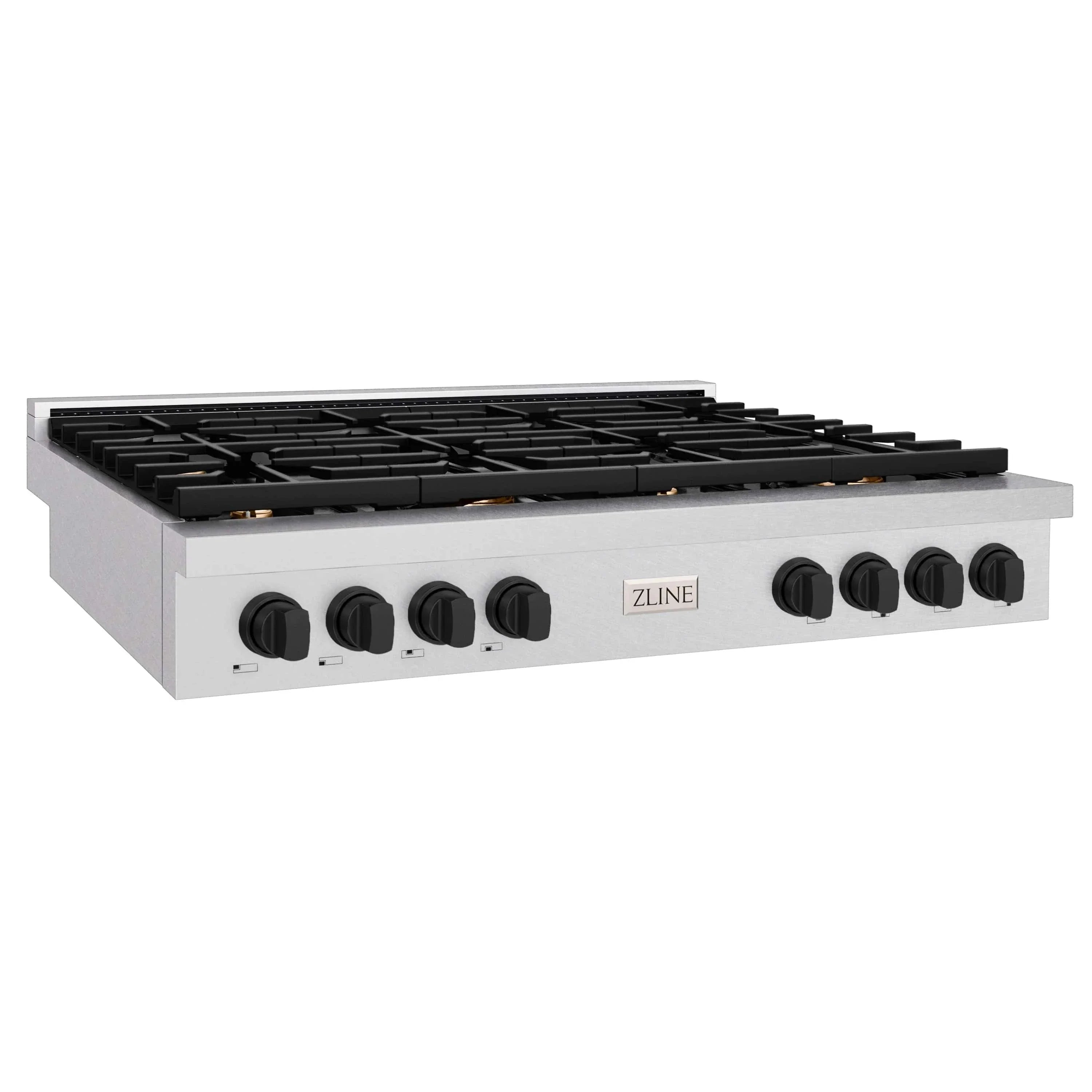 ZLINE 48" Paramount Gas Rangetop DuraSnow® Stainless Steel Matte Black SRTSZ-48-MB