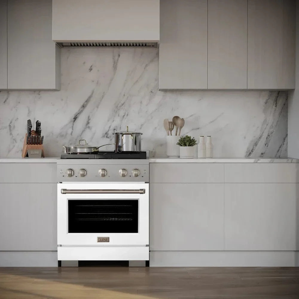 ZLINE 30"Paramount Dual Fuel Range Stainless Steel, White Matte, SDR-WM-30