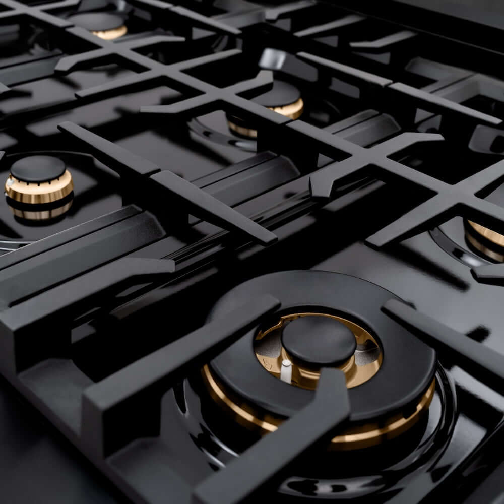 ZLINE 36" Select Gas Range Convection Gas Oven Black Stainless Steel Champagne Bronze HGRBZ-36-CB