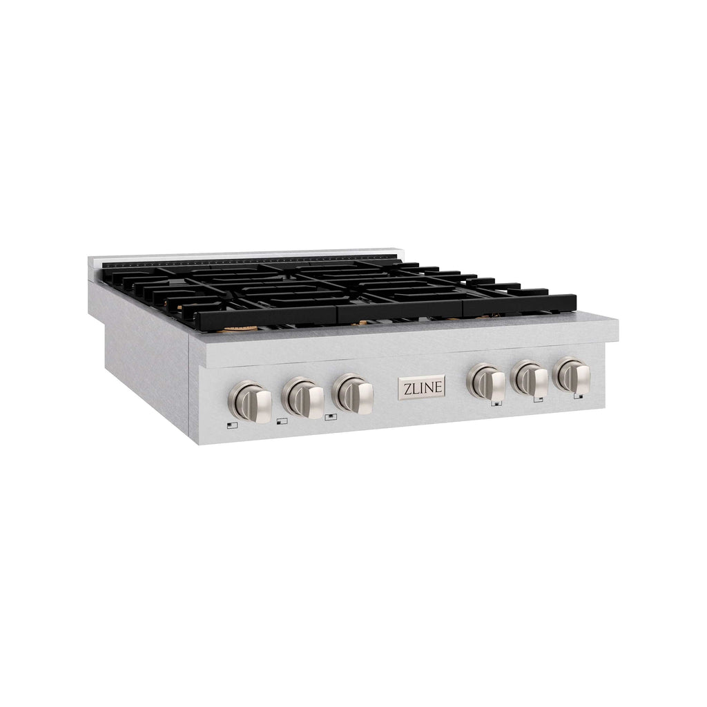 ZLINE 36" Paramount Gas Rangetop DuraSnow® Stainless Steel Brass Burners SRTS-BR-36