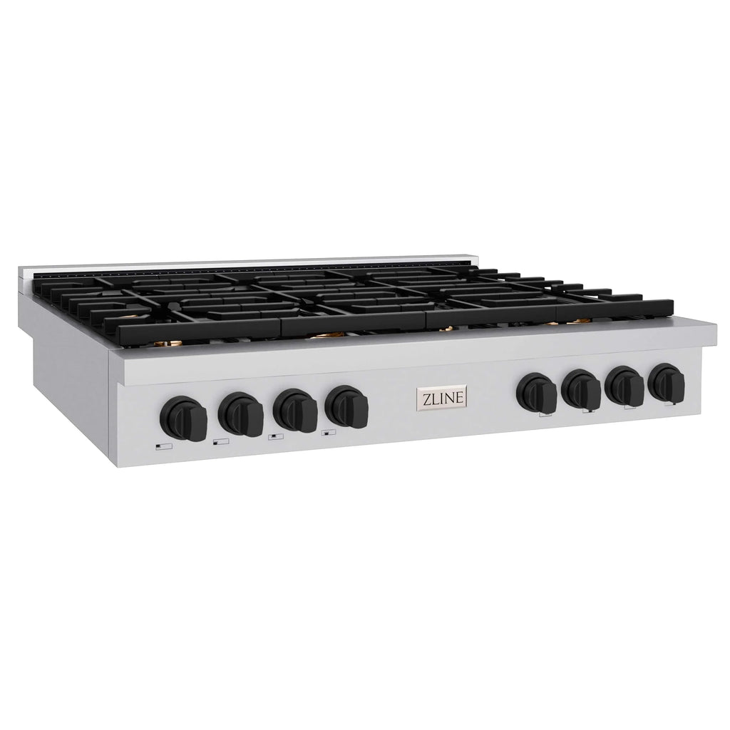 ZLINE 48" Paramount Gas Rangetop Stainless Steel Matte Black SRTZ-48-MB