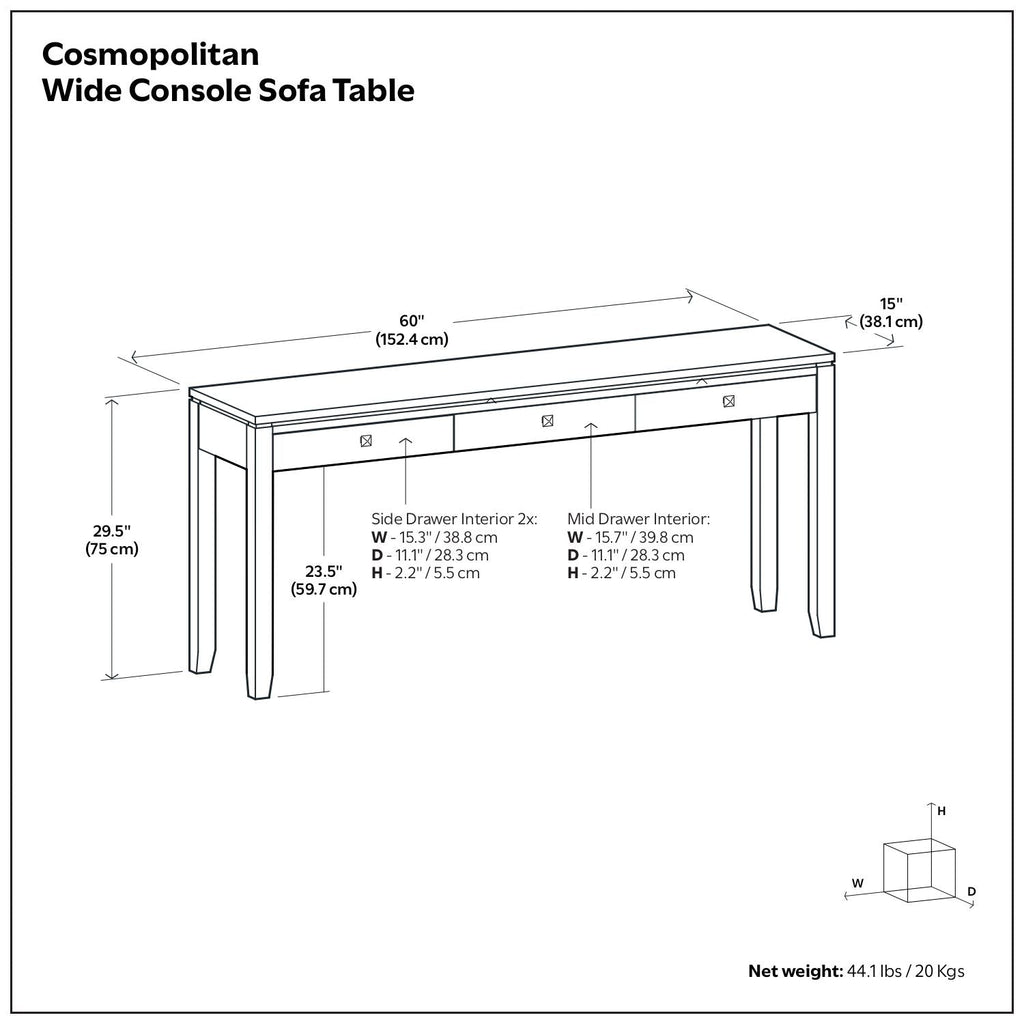 Cosmopolitan - Wide Console Sofa Table - Mahogany Brown