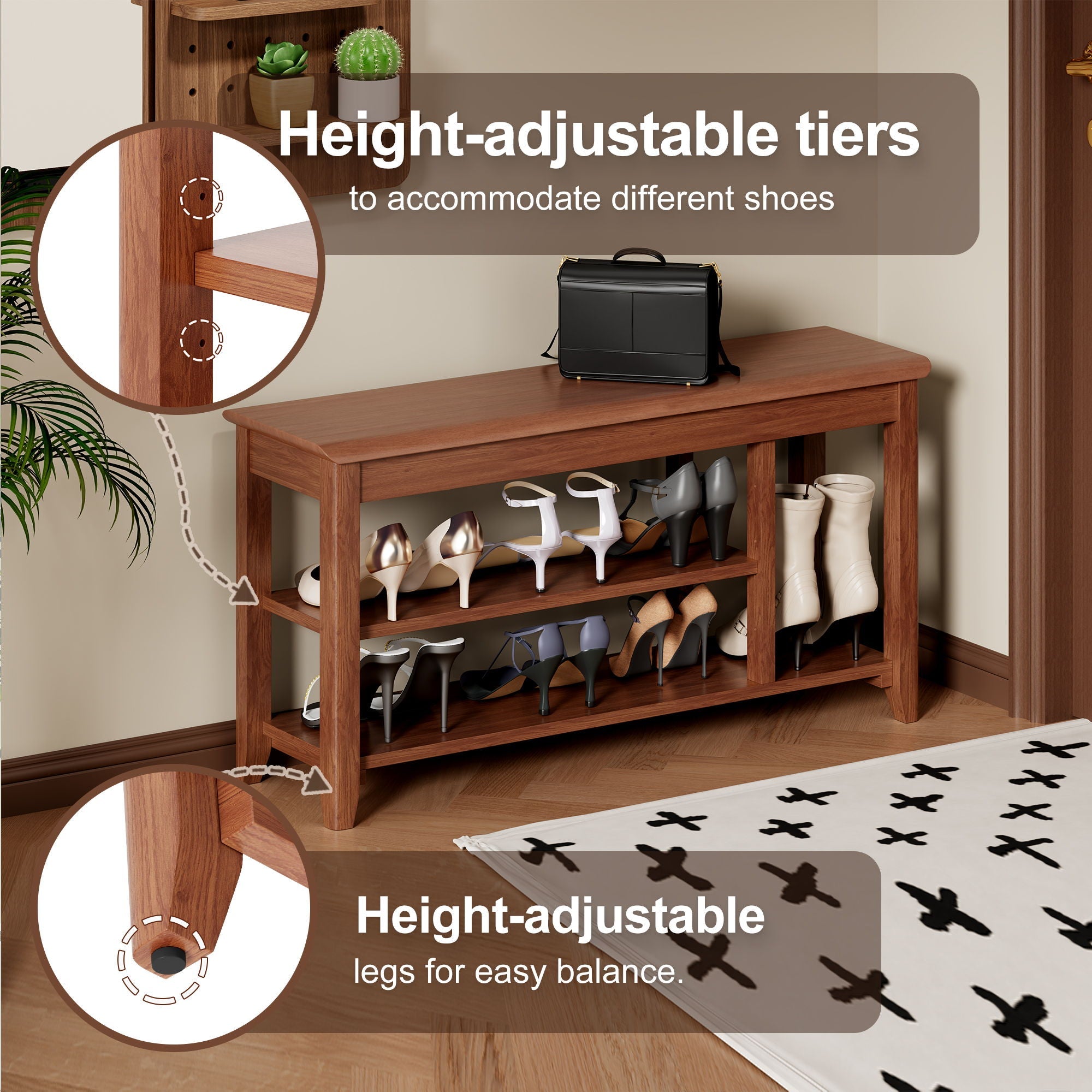 Multi Functional Double Layer Shoe Stool
