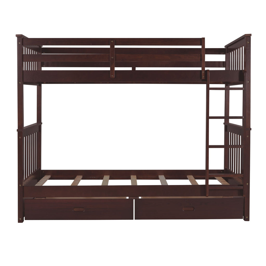 Bunk Bed With Ladders And 2 Storage Drawers