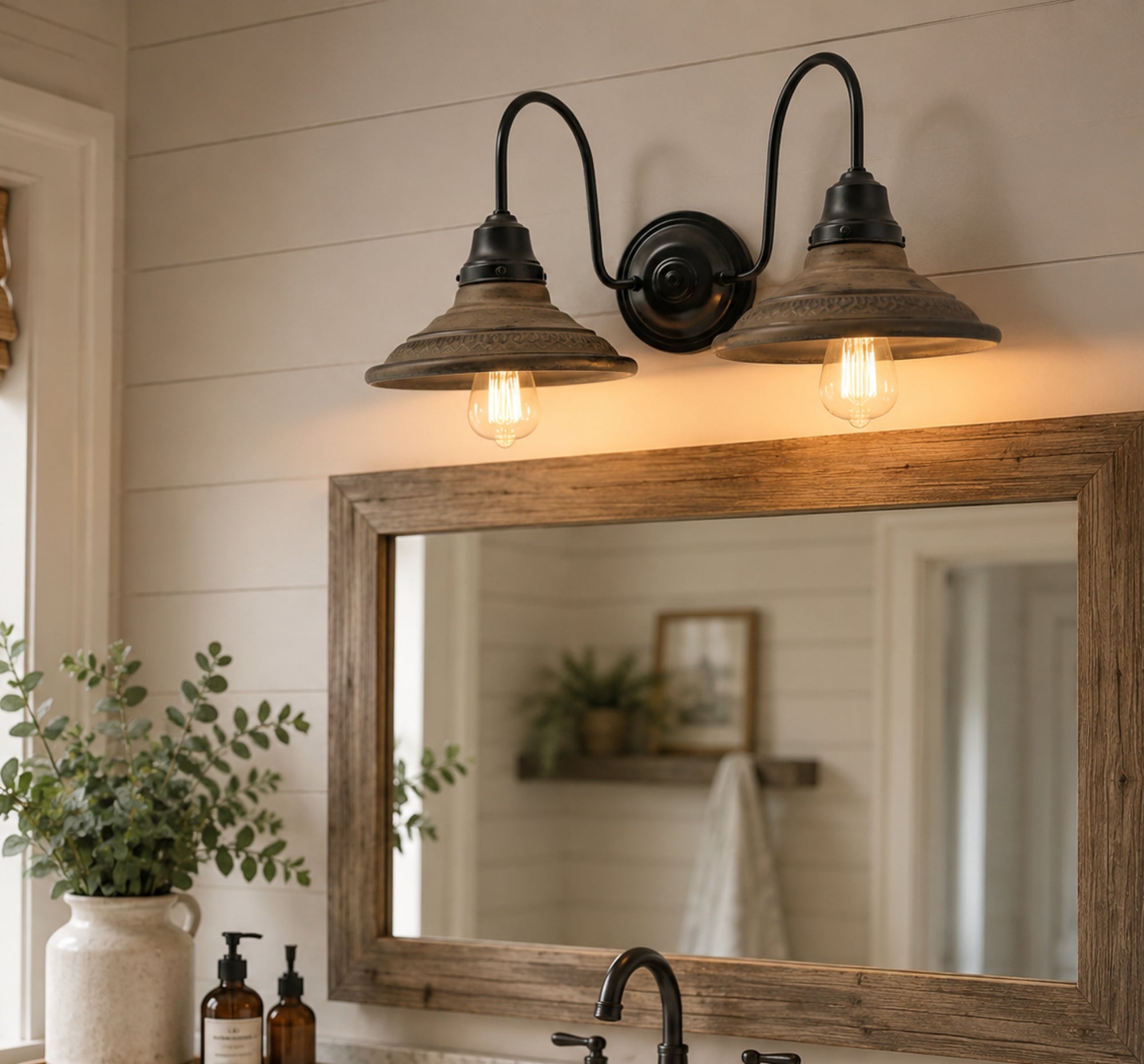 DOUBLE Rustic INDUSTRIAL Farmhouse Wall Light Fixture