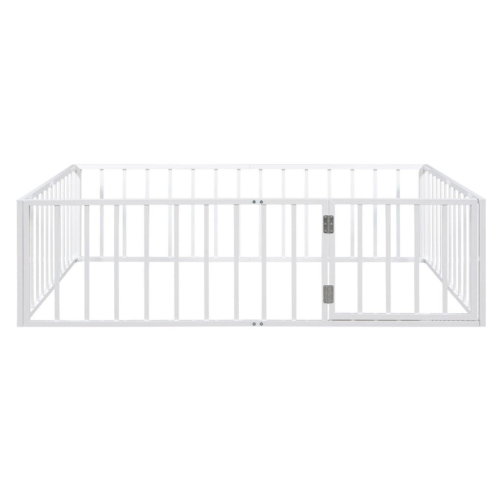 Metal Floor Bed Frame With Fence And Door