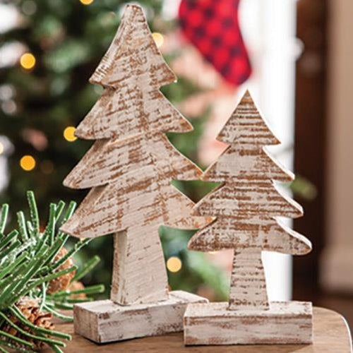 Distressed Wooden Tree 8 inch (Pack of 2)