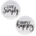 Simple Sentiment Round Slatboard Sign 2 Asstd.