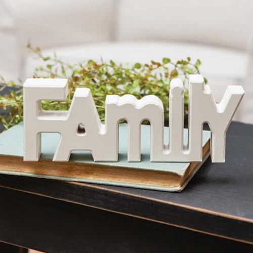 Wooden "Family" Block Cream (Pack of 4)