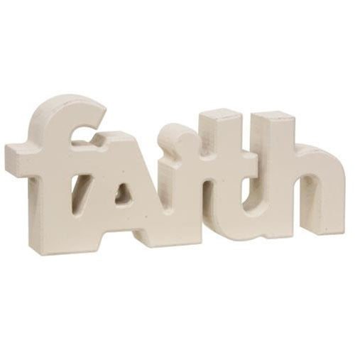 Wooden "Faith" Block Cream (Pack of 4)