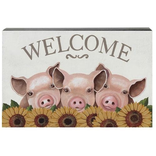 Piggies & Sunflowers Welcome Box Sign (Pack of 2)