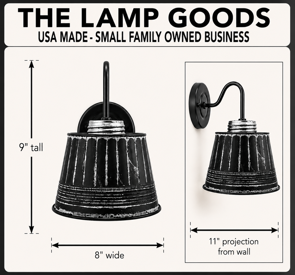 Black Ribbed Galvanized Wall Sconce
