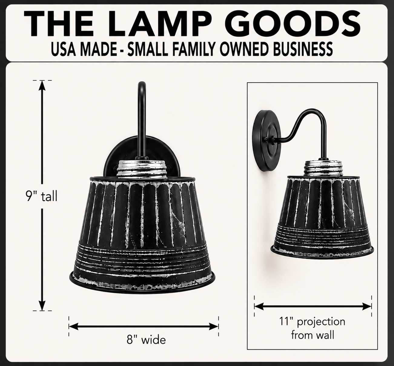 Black Ribbed Galvanized Wall Sconce