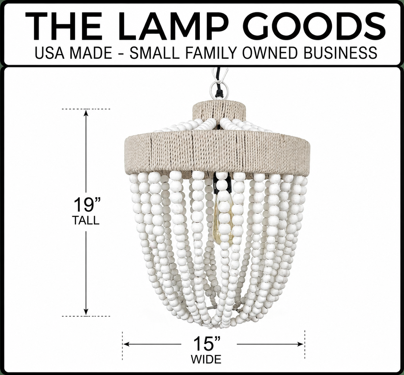 Very Large Farmhouse Beaded Chandelier Pendant Light