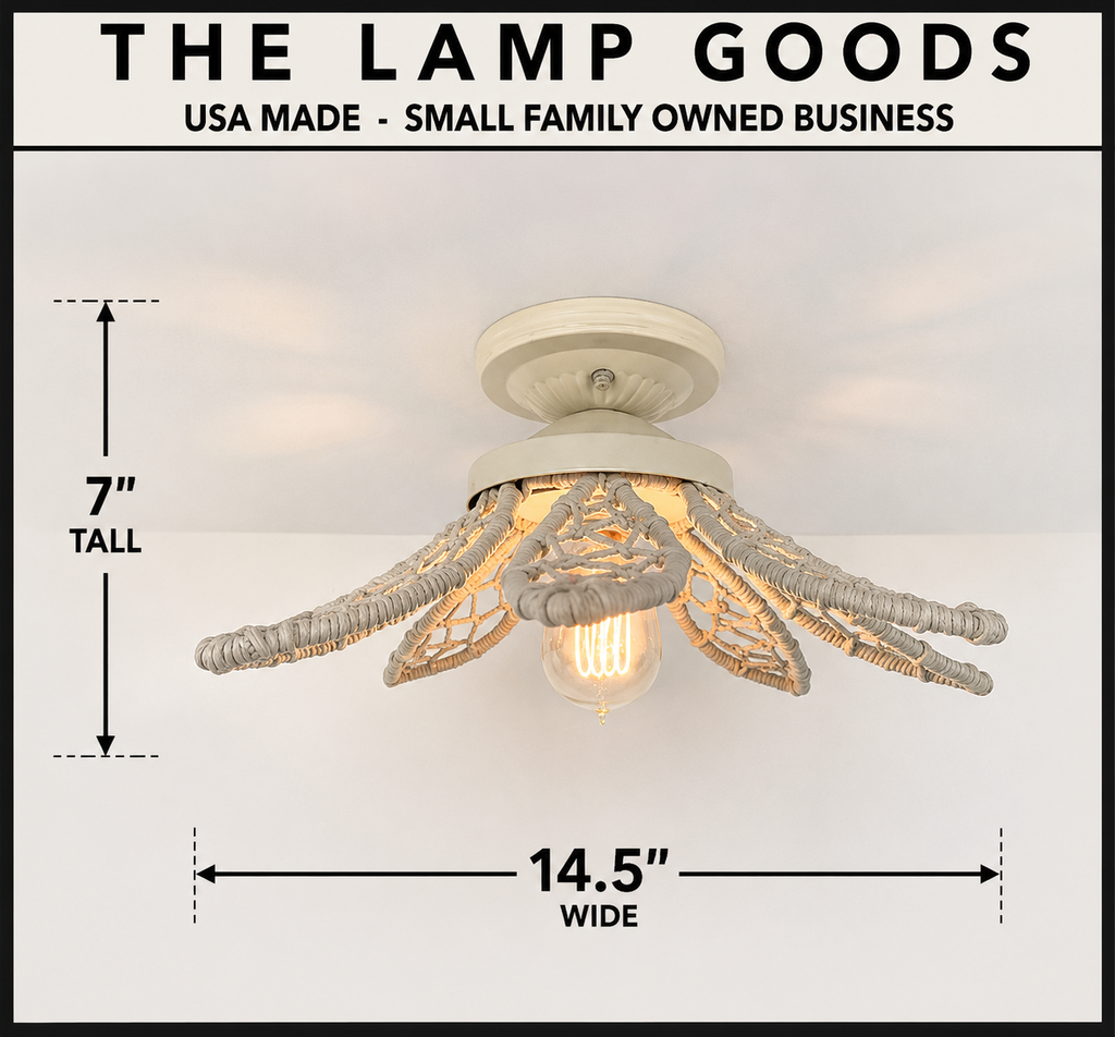 IVORY Natural FLORAL Ceiling Light Fixture