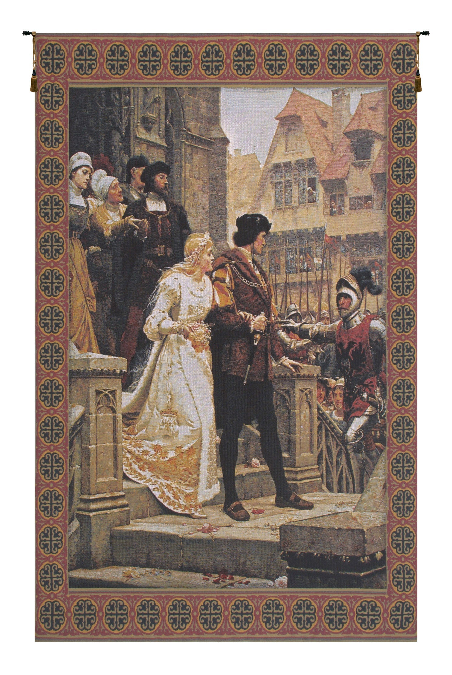 Call to Arms With Border Belgian Tapestry Wall Art