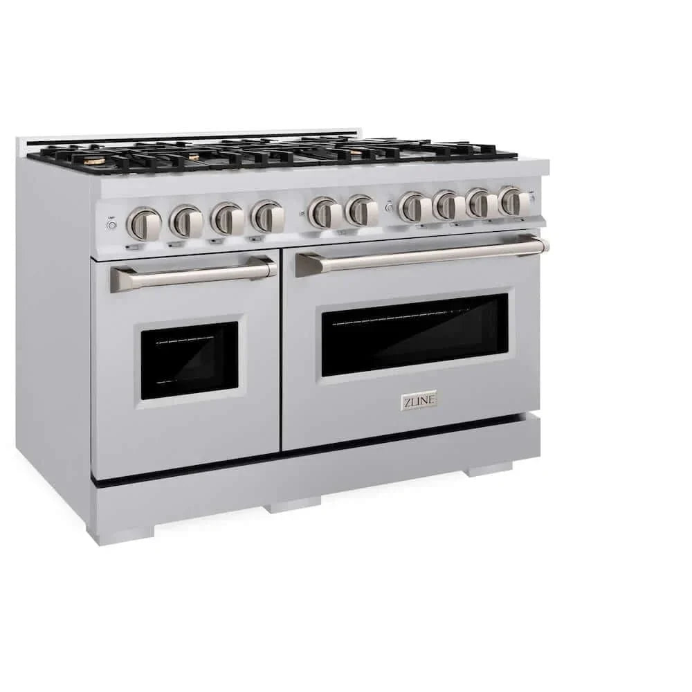 ZLINE 48"Classic Double Oven Gas Range, Stainless Steel, Brass Burners, CGR-BR-48