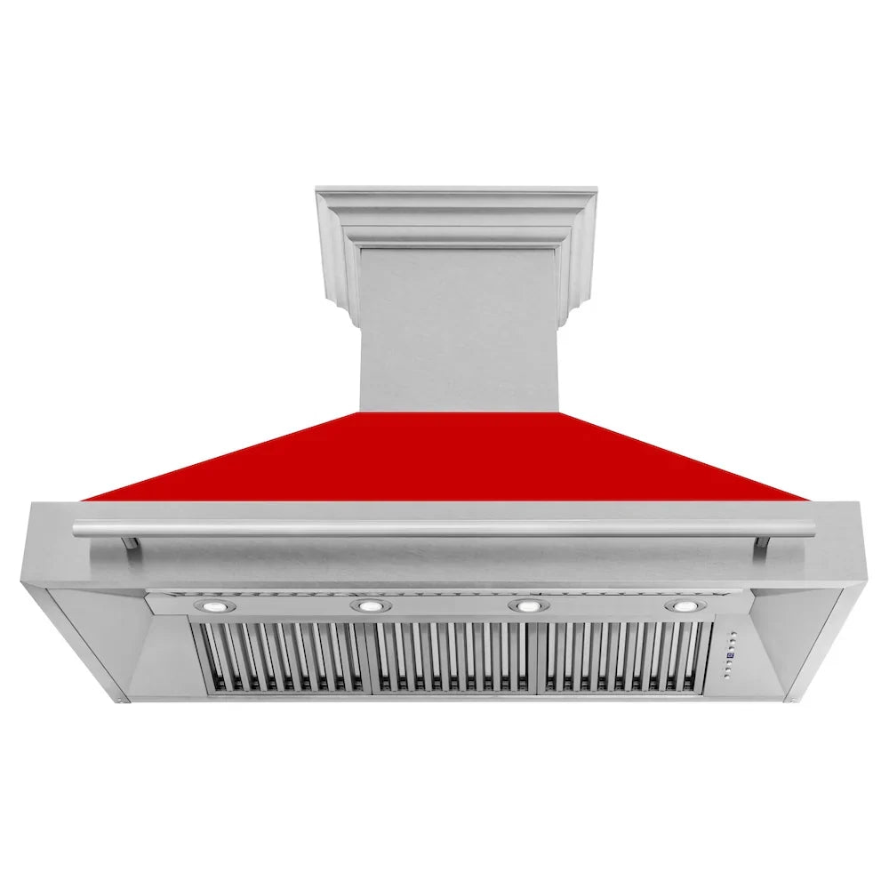 ZLINE 48" Autograph DuraSnow Red Stainless Wall Range Hood 8654SNX-RM-48