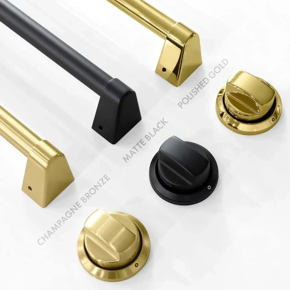ZLINE 30" Select Dual Fuel Range Gas Cooktop Electric Convection Oven Black Stainless Steel Gold HDRBZ-30-G
