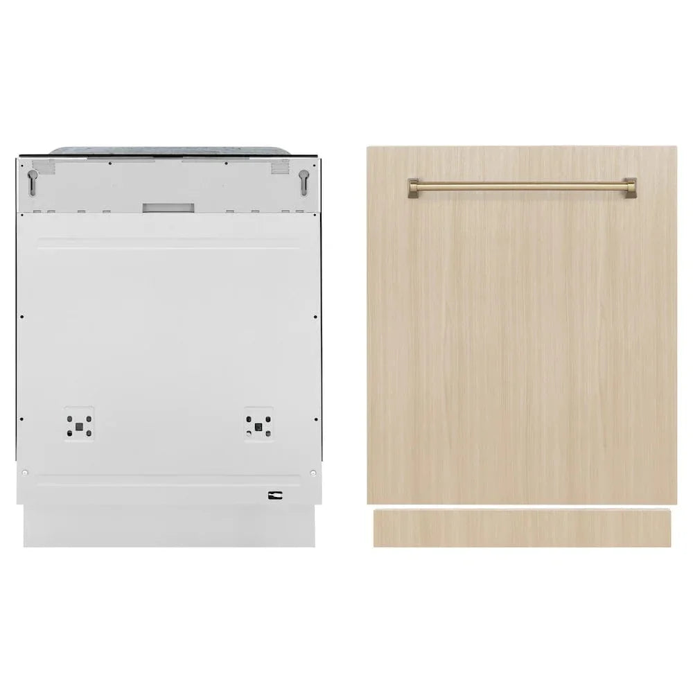 ZLINE Autograph Edition 24" Tall Tub Dishwasher, Custom Panel Ready, Champagne Bronze Handle DWMTZ-24-CB