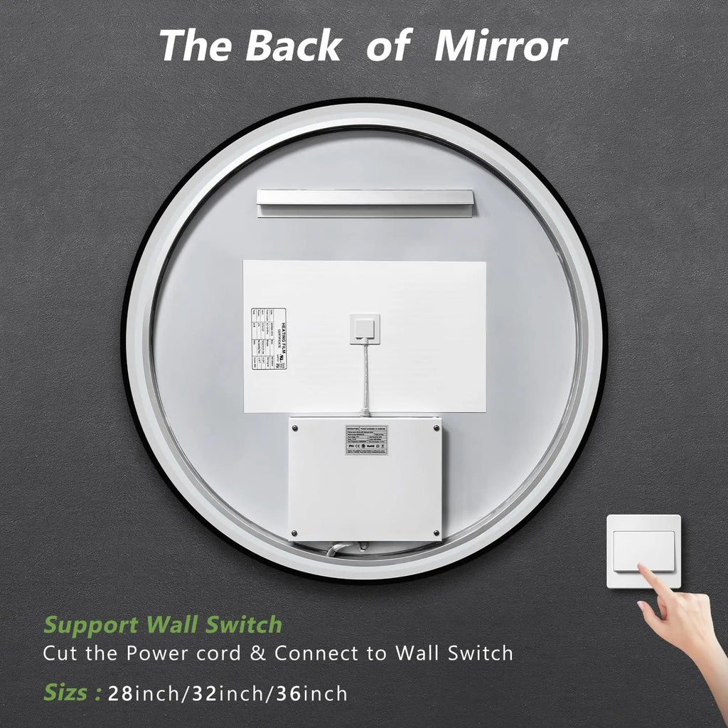 4 in 1 Blacklit Framed Round LED Bathroom Mirror