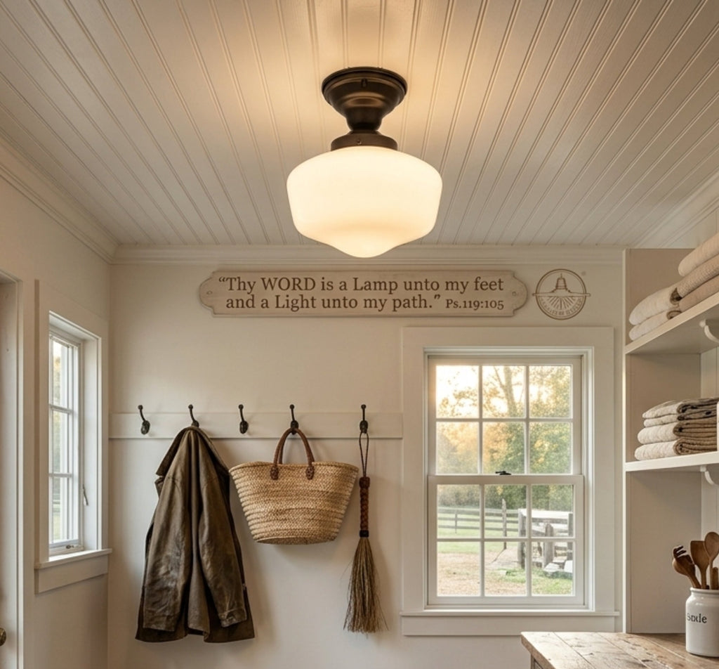 Modern Milk Glass Schoolhouse Ceiling Light | 8"