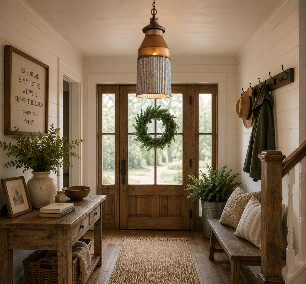 Rustic COPPER Farmhouse MILK CAN Barn Pendant Light Fixture