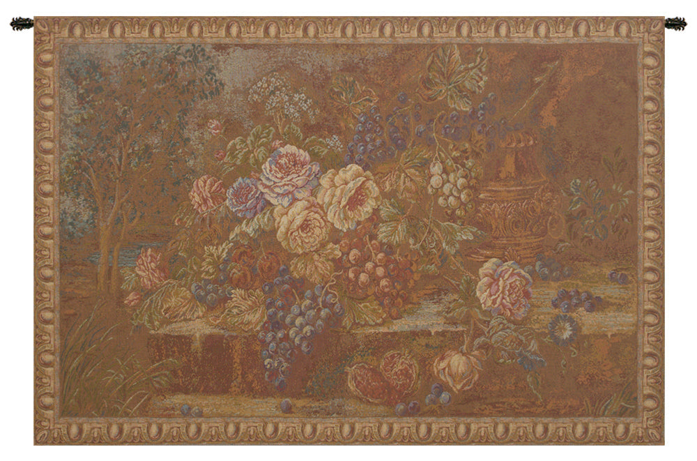Bouquet with Grapes Red Italian Tapestry