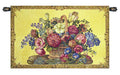 Flower Basket with Yellow Chenille Background Italian Tapestry