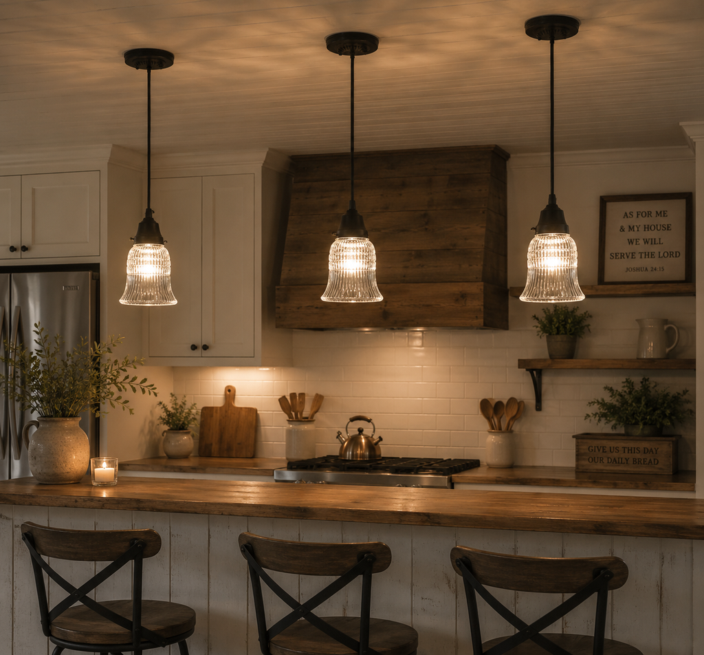 Vintage Bell Glass Hanging Pendant Light