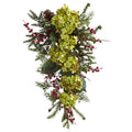 26" Hydrangea, Pine & Berry Teardrop