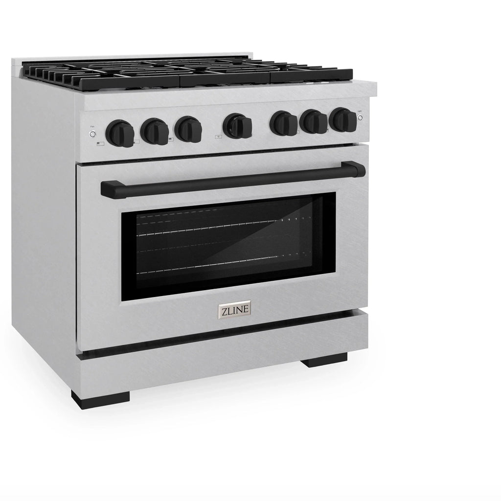 ZLINE 36"Paramount Dual Fuel Range DuraSnow® Matte Black SDRSZ-36-MB