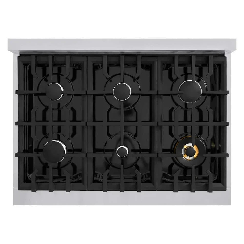 ZLINE 36" Select Gas Range Convection Gas Oven Stainless Steel Black Matte Door HGR-BLM-36