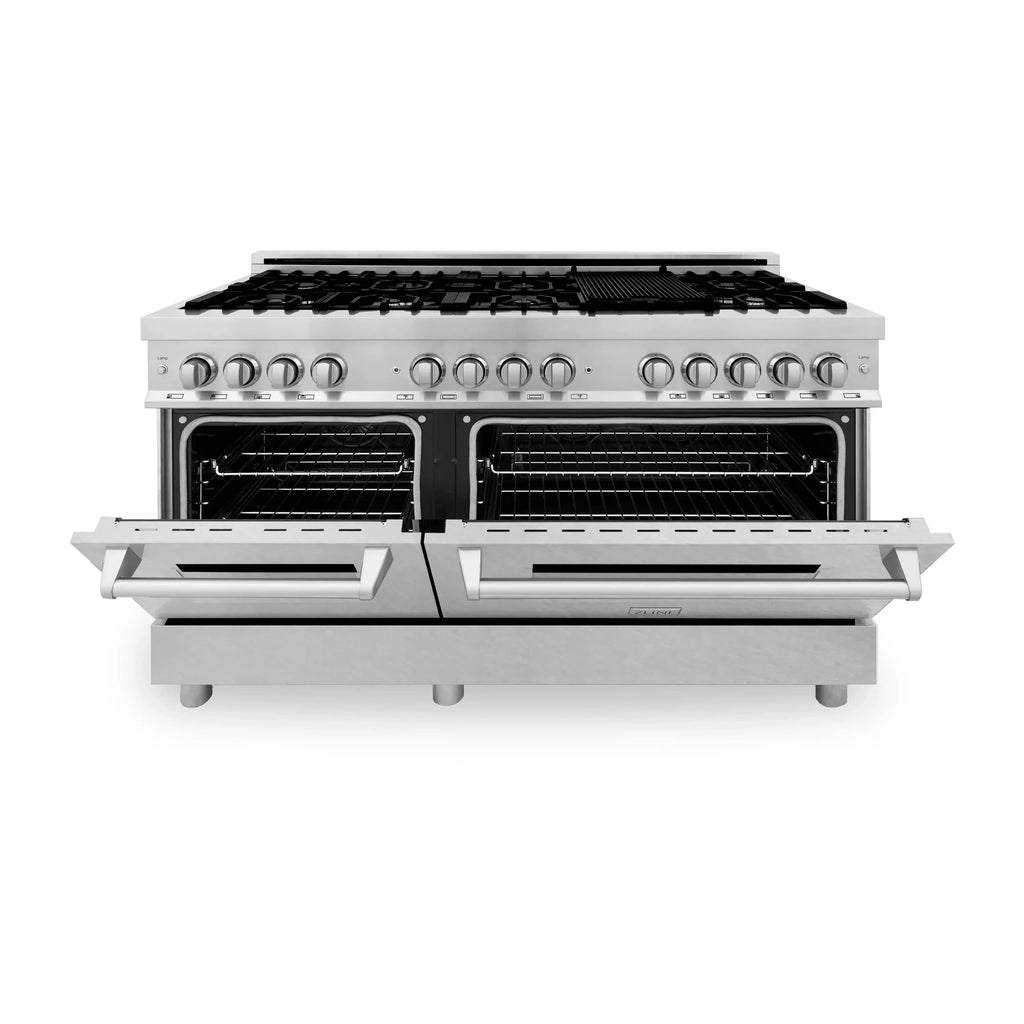 ZLINE 60" Professional Dual Fuel Range with Snow Finish Door, RA-SN-60