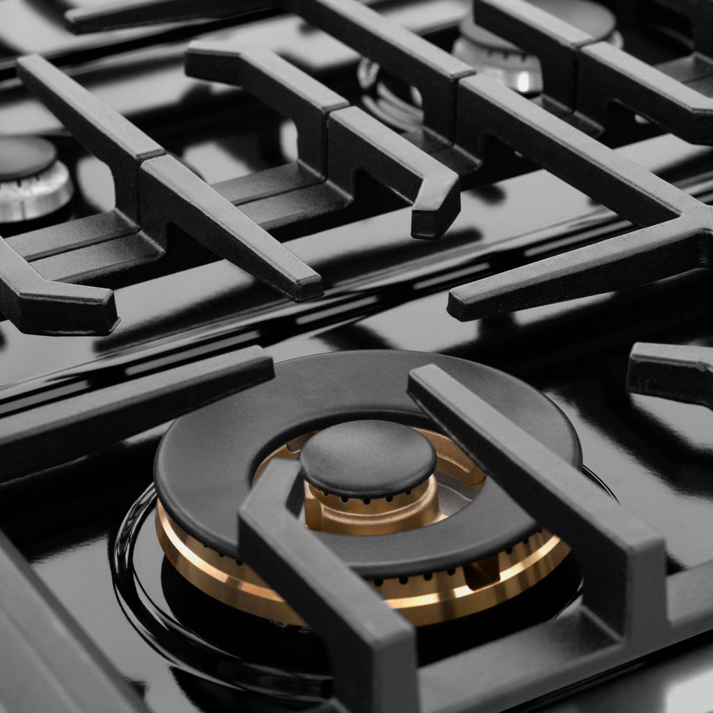 ZLINE 36" Paramount Gas Rangetop Black Stainless Steel Polished Gold SRTBZ-36-G