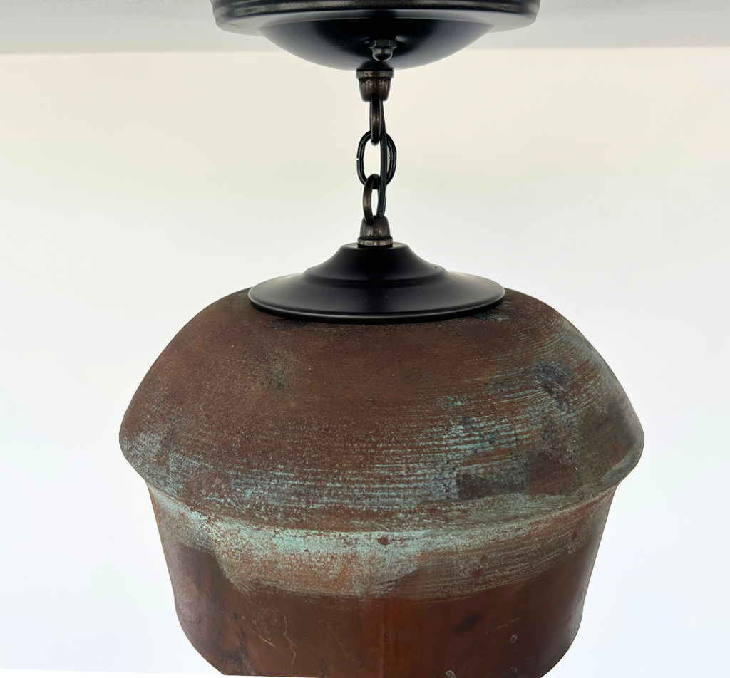 Modern Handcrafted Copper Ceiling Light with Chain | 8.5"