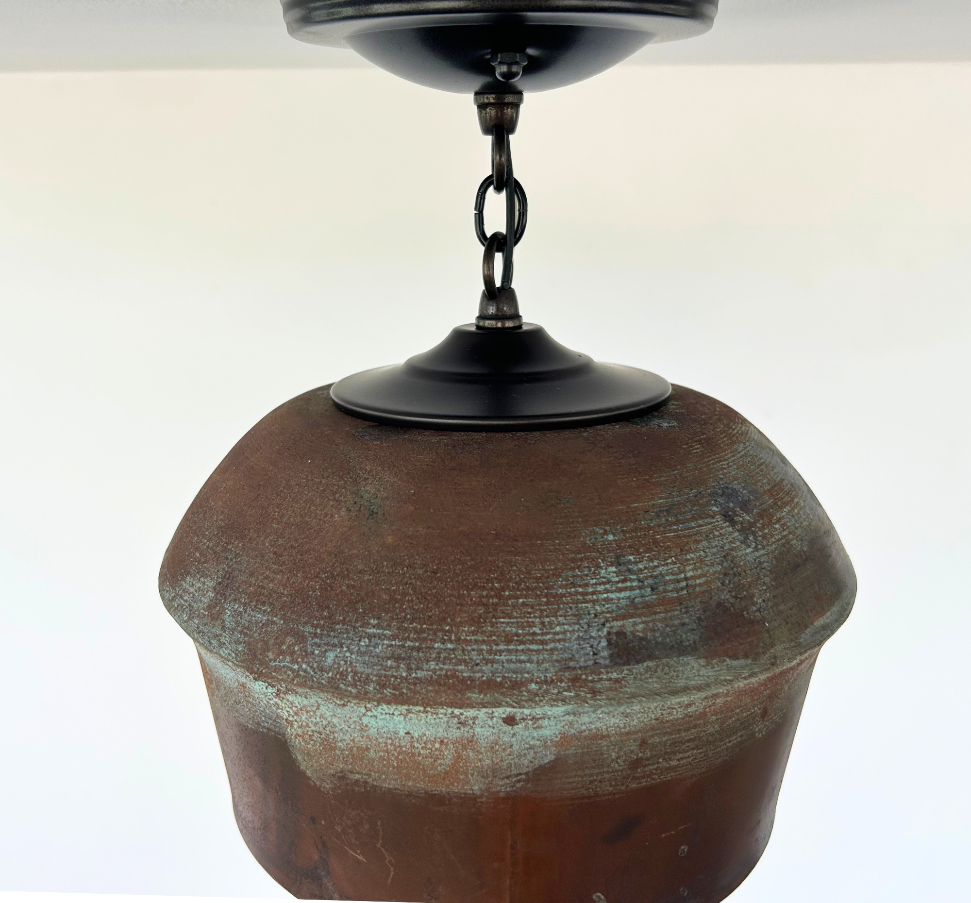 Modern Handcrafted Copper Ceiling Light with Chain | 8.5"