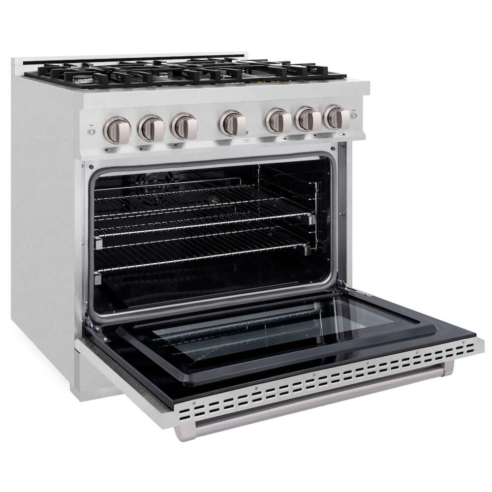 ZLINE 36" Select Dual Fuel Range Gas Cooktop Electric Convection Oven DuraSnow® Stainless Steel HDRS-36